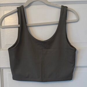 Olive Green Sleeveless Crop Top